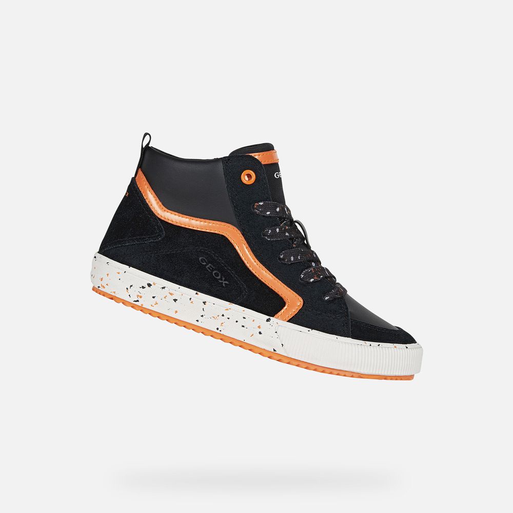 Tenis Geox Menino Pretas/Laranja - Alonisso - PUQSB8360